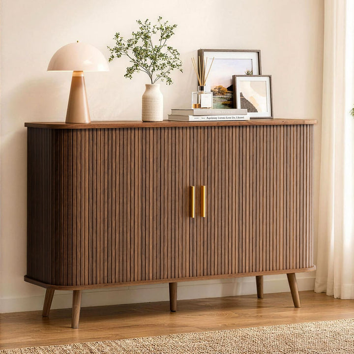 Fluted Accent Cabinet, Walnut