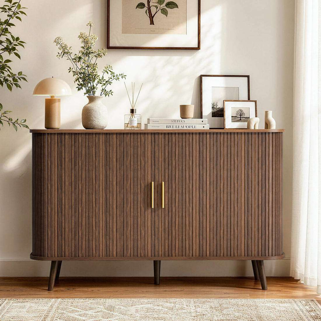 Fluted Accent Cabinet, Walnut