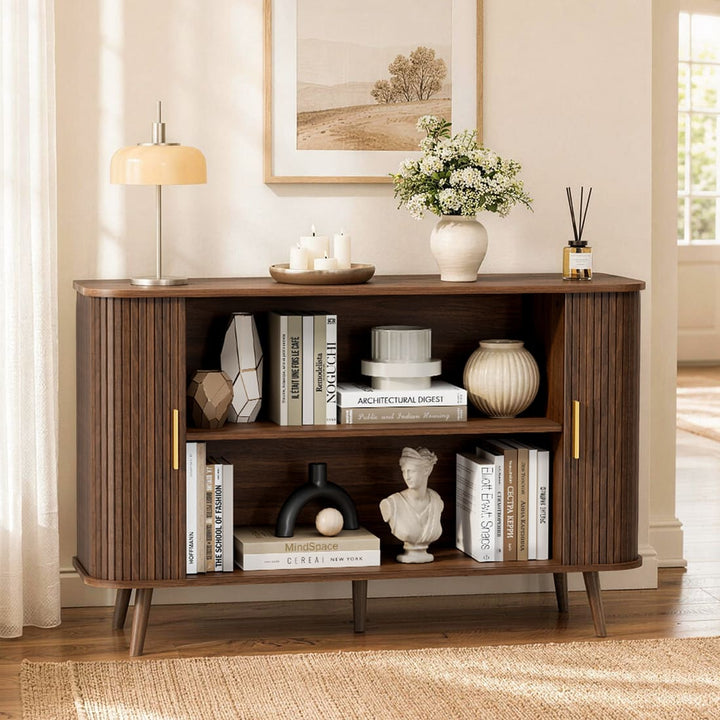Fluted Accent Cabinet, Walnut