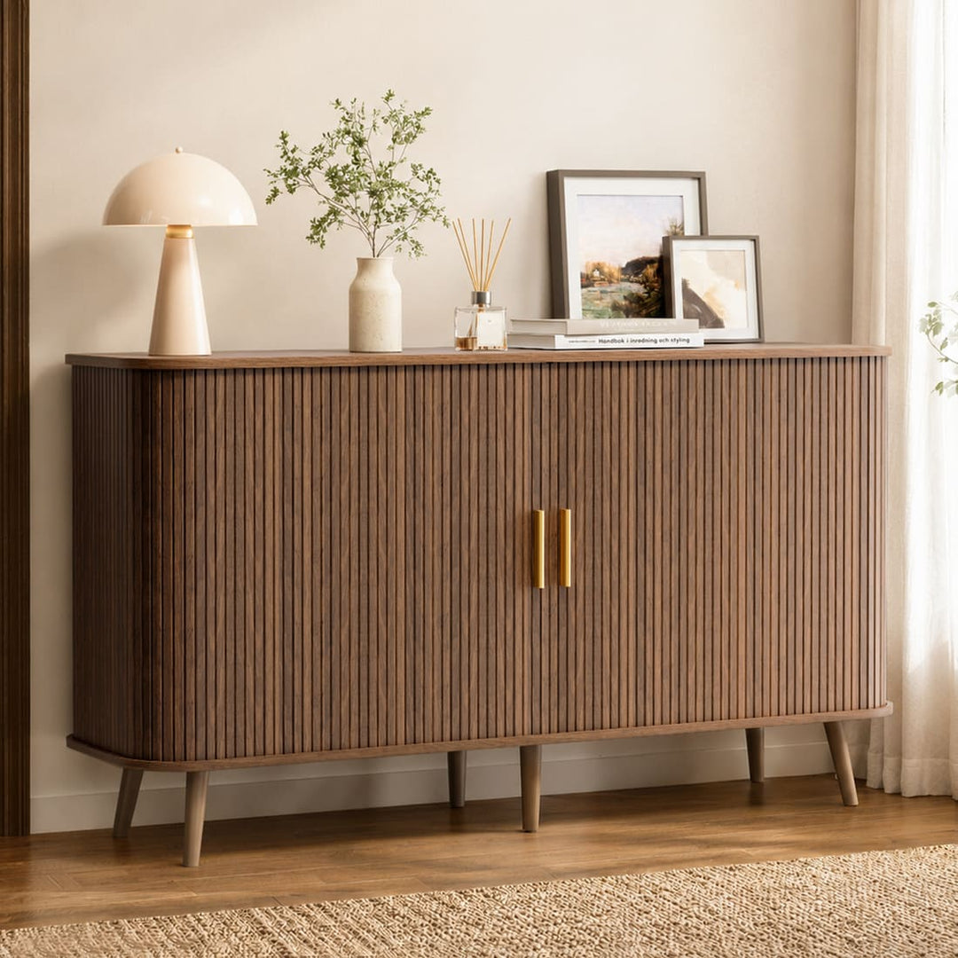 Fluted Accent Cabinet, Walnut