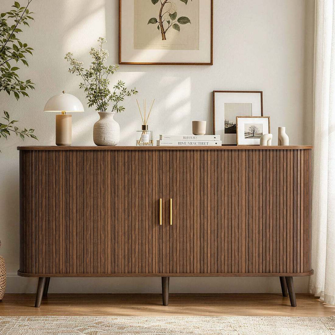 Fluted Accent Cabinet, Walnut