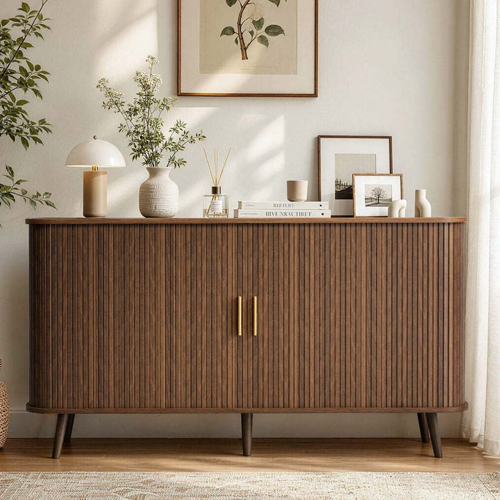 Fluted Accent Cabinet, Walnut