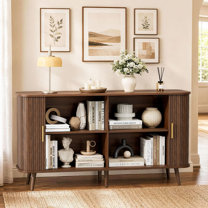 Fluted Accent Cabinet, Walnut