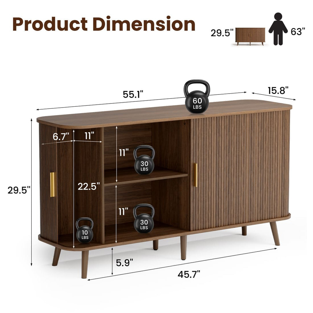 Fluted Accent Cabinet, Walnut
