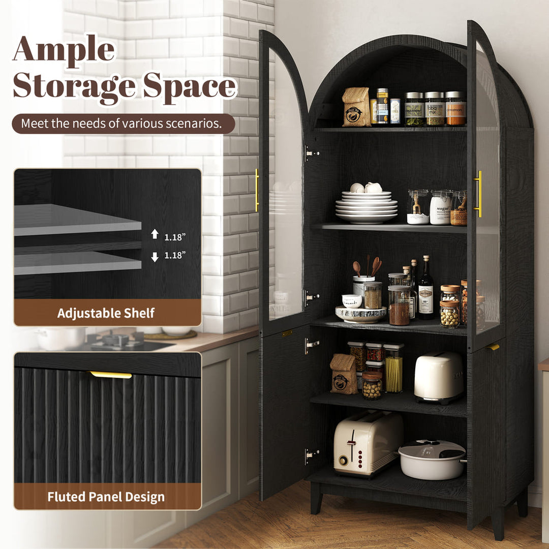 Arched Storage Cabinet with Glass Doors
