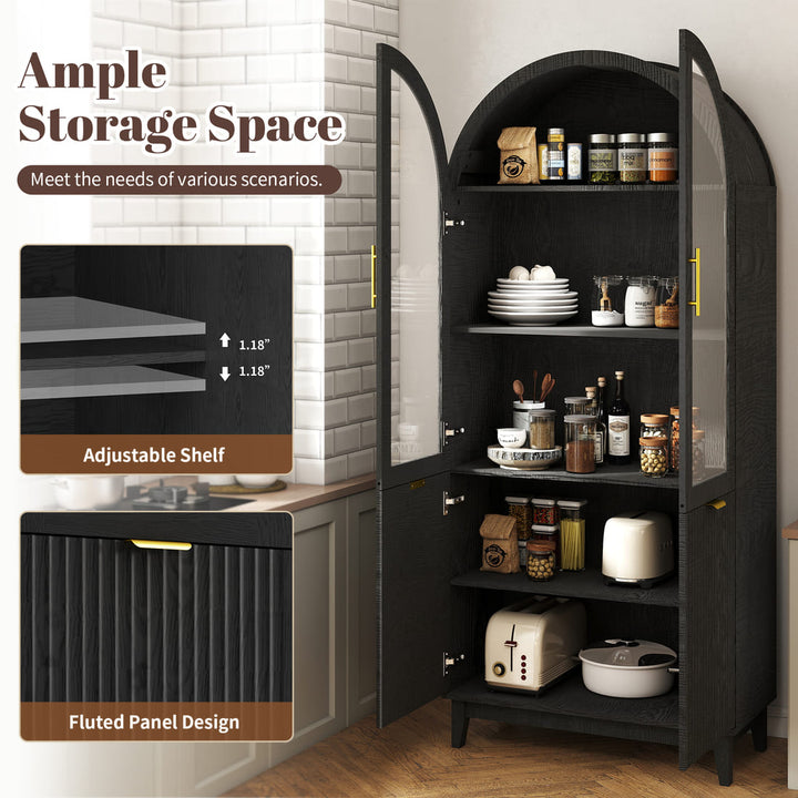 Arched Storage Cabinet with Glass Doors