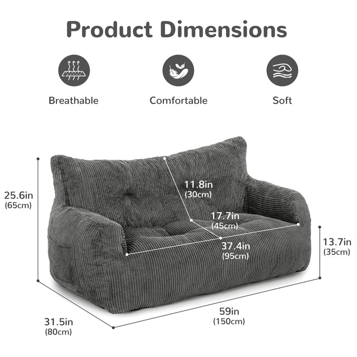 Pamapic Loveseat Big Bean Bag Couch for Dorm