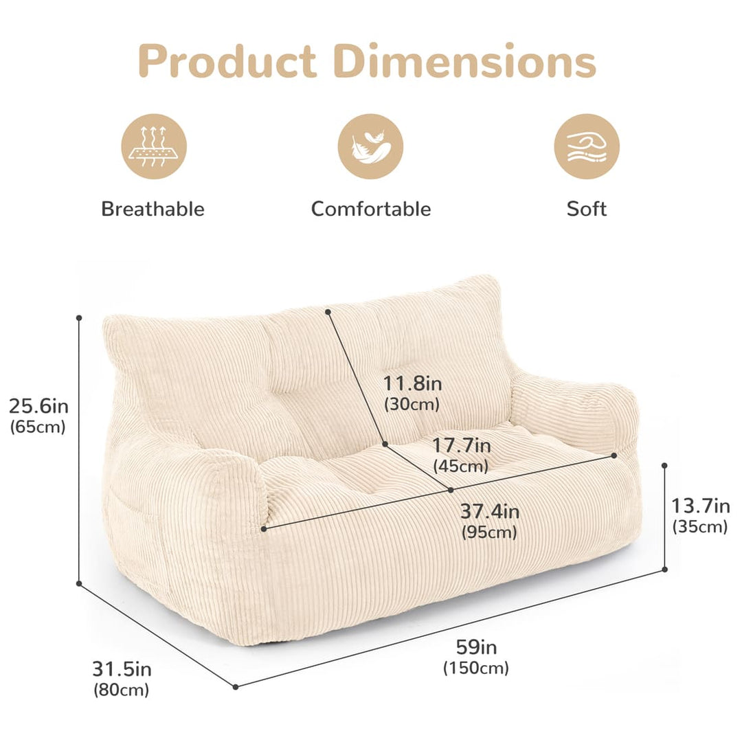 Pamapic Loveseat Big Bean Bag Couch for Dorm