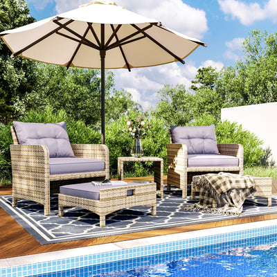 Pamapic Rattan Patio Chairs with Ottoman (5 Pieces)