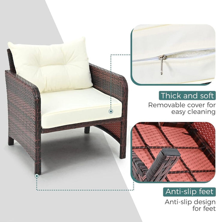 Pamapic Rattan Patio Chairs with Ottoman (5 Pieces)