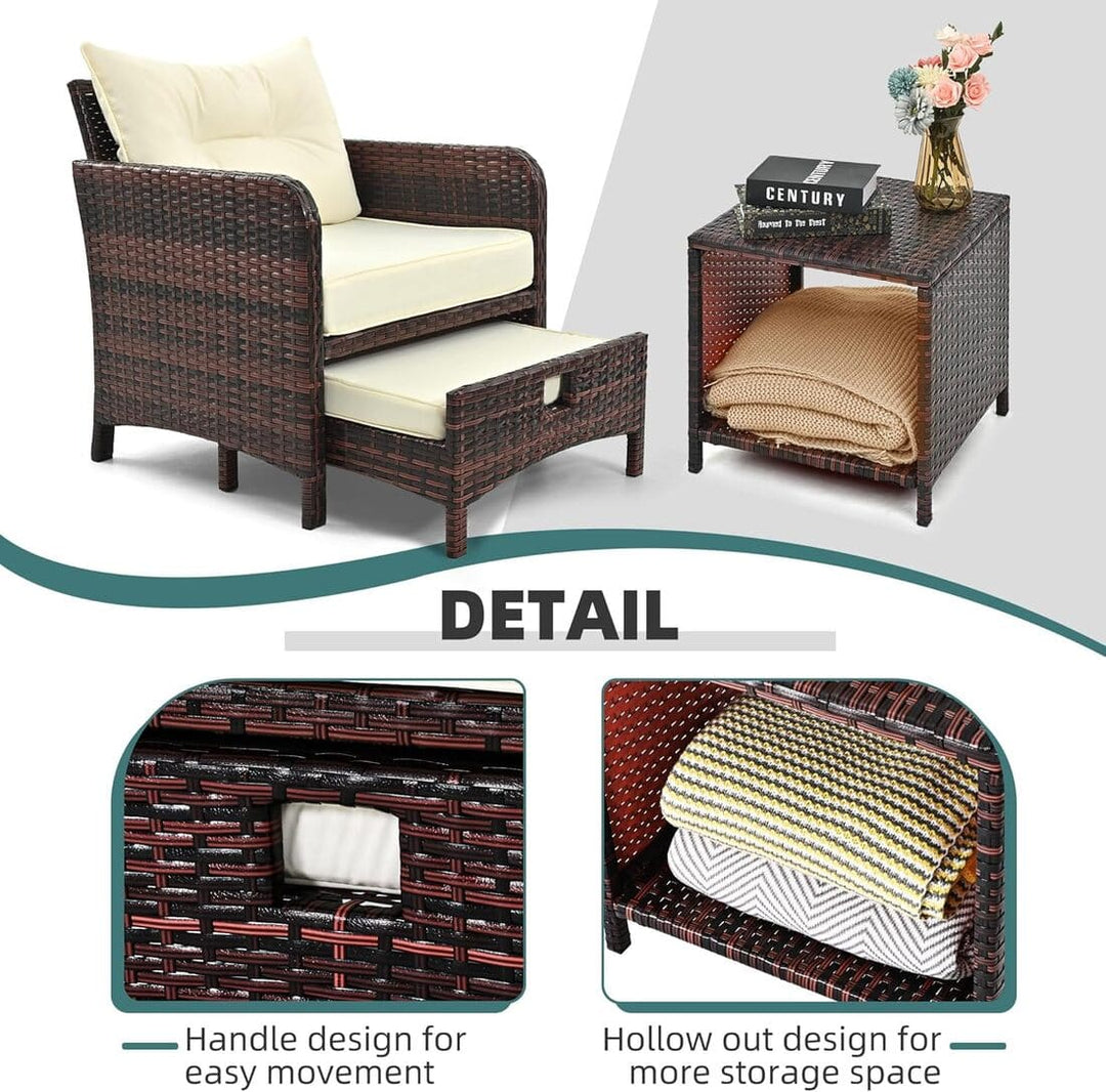 Pamapic Rattan Patio Chairs with Ottoman (5 Pieces)