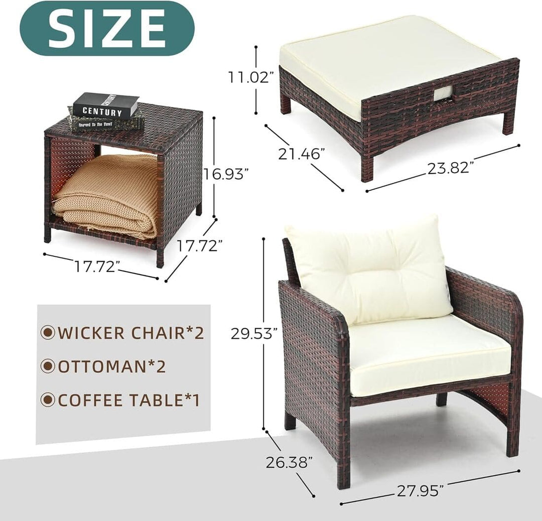 Pamapic Rattan Patio Chairs with Ottoman (5 Pieces)