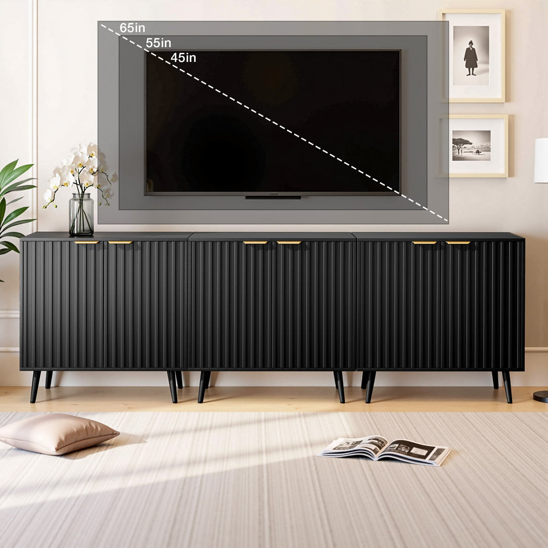 Pamapic Fluted Sideboard Cabinet with Adjustable Shelves for Living Room, Hallway, Entryway, Dining Room