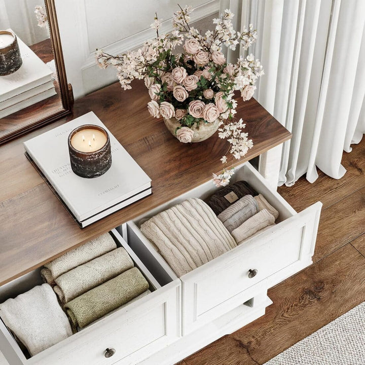 Pamapic 7 Drawer Farmhouse Dressers & Chests for Bedroom, Living Room, Hallway (White)