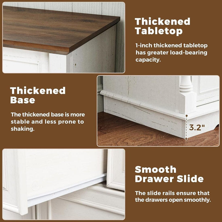 Pamapic 7 Drawer Farmhouse Dressers & Chests for Bedroom, Living Room, Hallway (White)