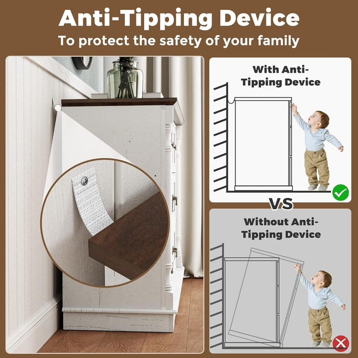 Pamapic 7 Drawer Farmhouse Dressers & Chests for Bedroom, Living Room, Hallway (White)