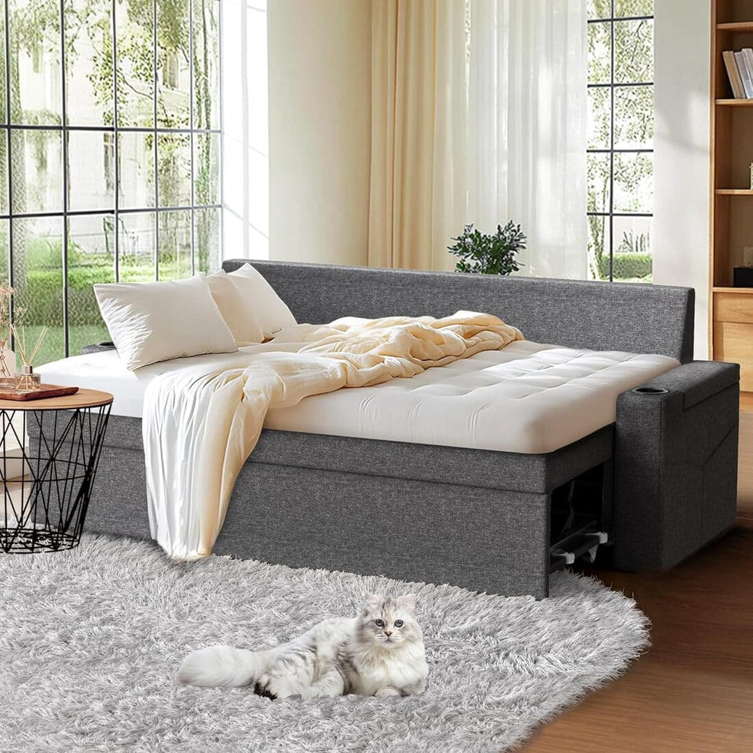 Pamapic L-Shaped Pull Out Sectional Sleeper Sofa with Storage & Supportive Cushions