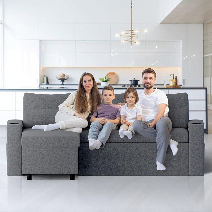 Pamapic L-Shaped Pull Out Sectional Sleeper Sofa with Storage & Supportive Cushions