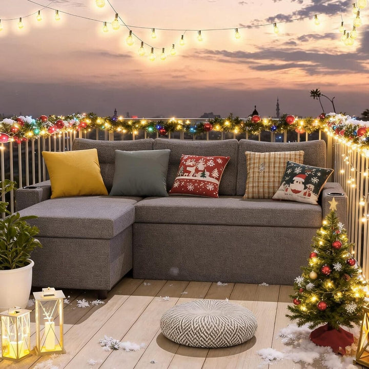 Pamapic L-Shaped Pull Out Sectional Sleeper Sofa with Storage & Supportive Cushions