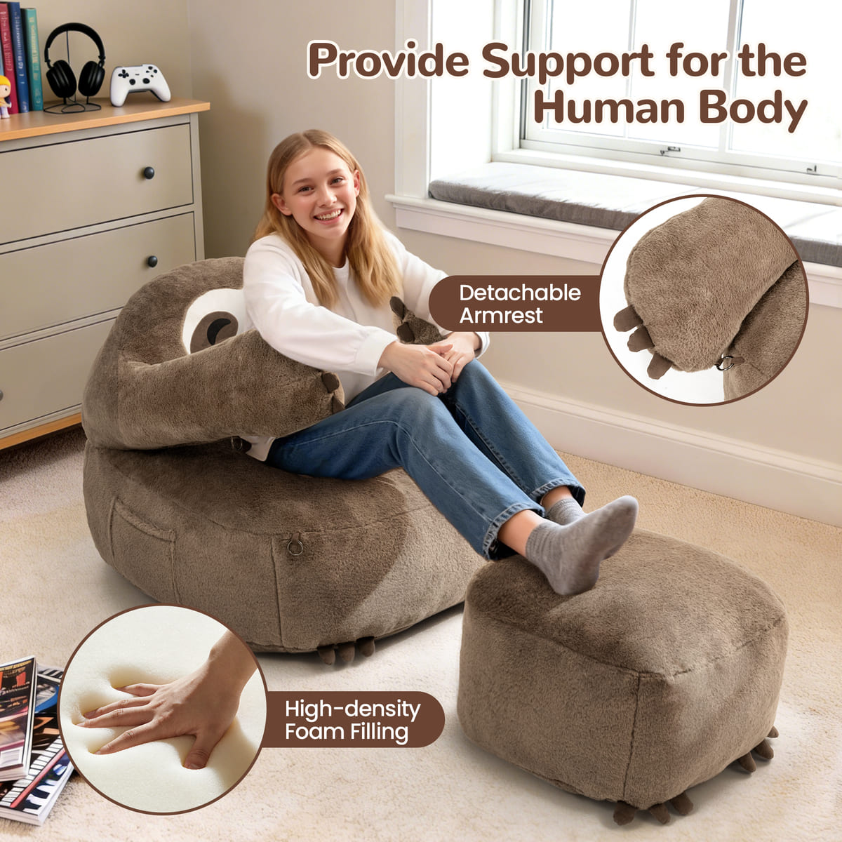 Sloth Bean Bag Chair with Ottoman – Pamapic