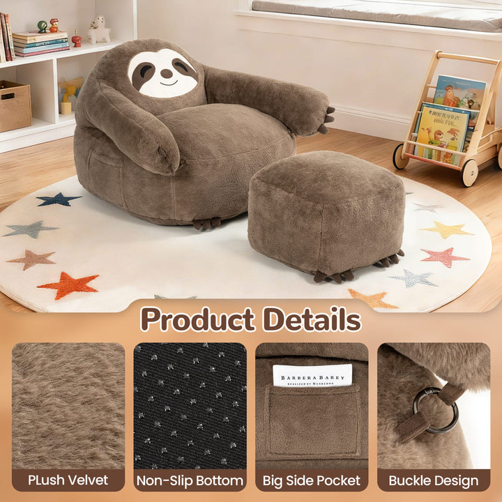 Sloth Bean Bag Chair with Ottoman
