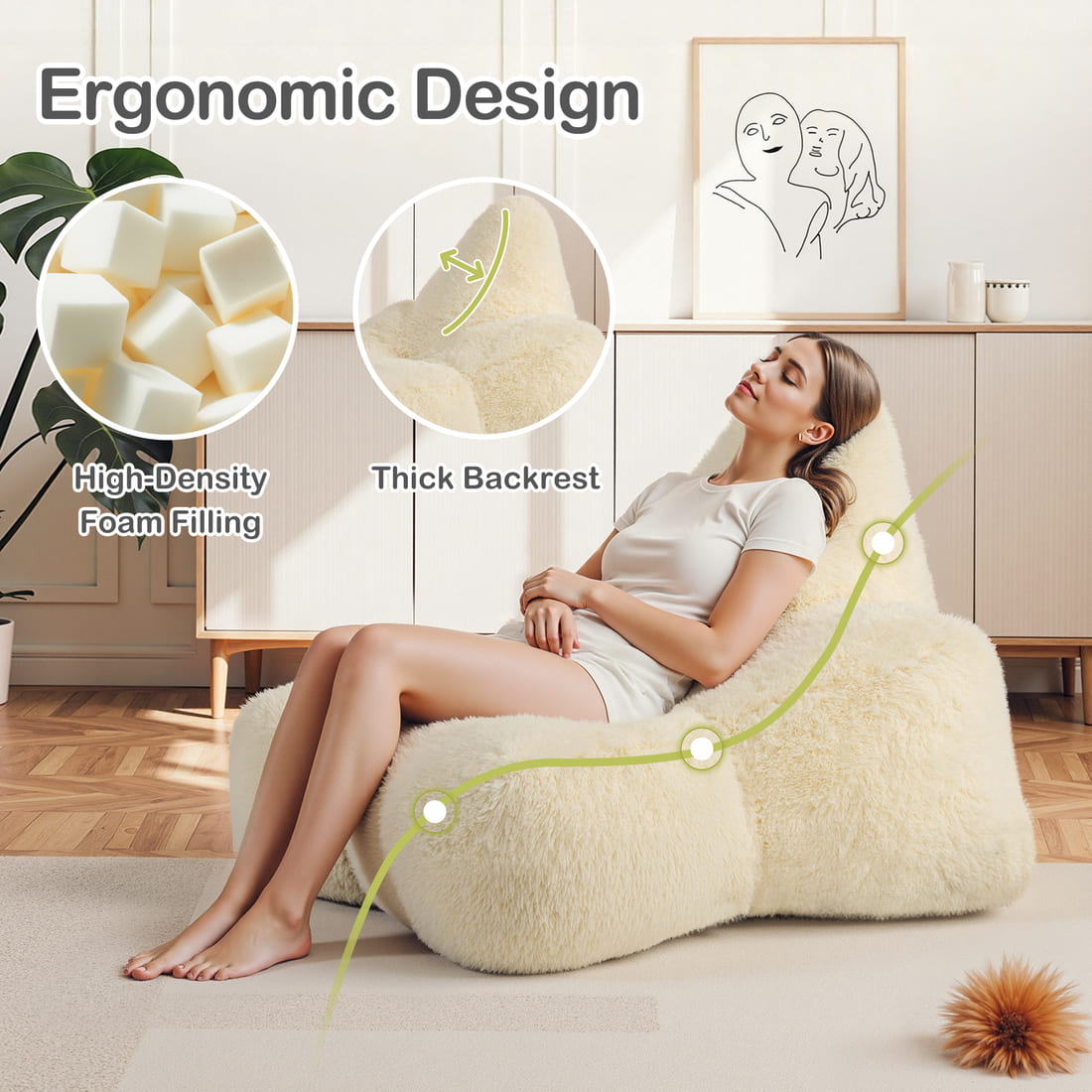 High Back Giant Bean Bag Chair - Pamapic