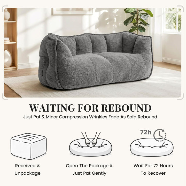 Pamapic 2-Seat Big Teddy Fabric Bean Bag Couch for Dorm Room & Bedroom