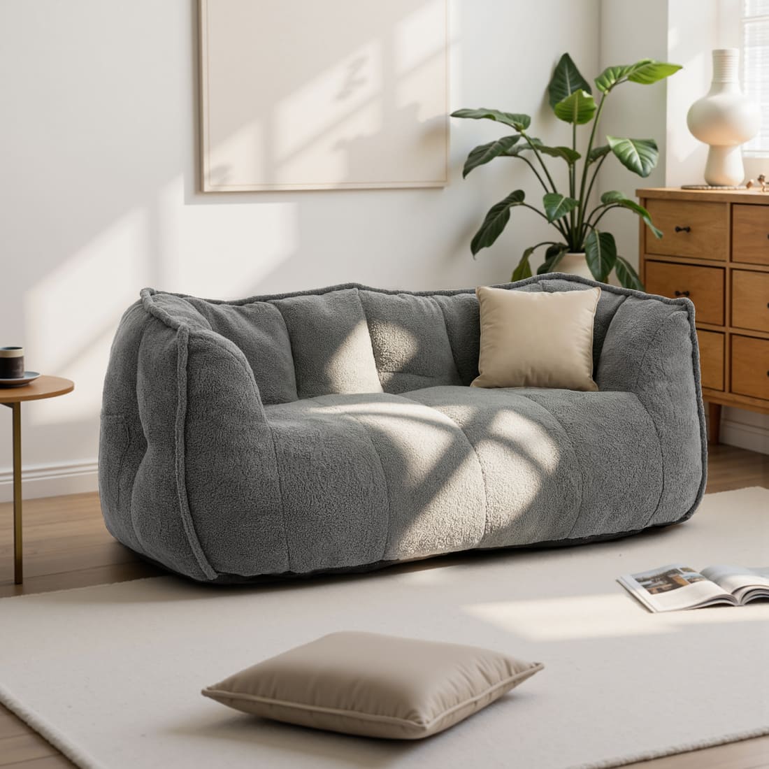 2 Seat Teddy Bean Bag Sofa