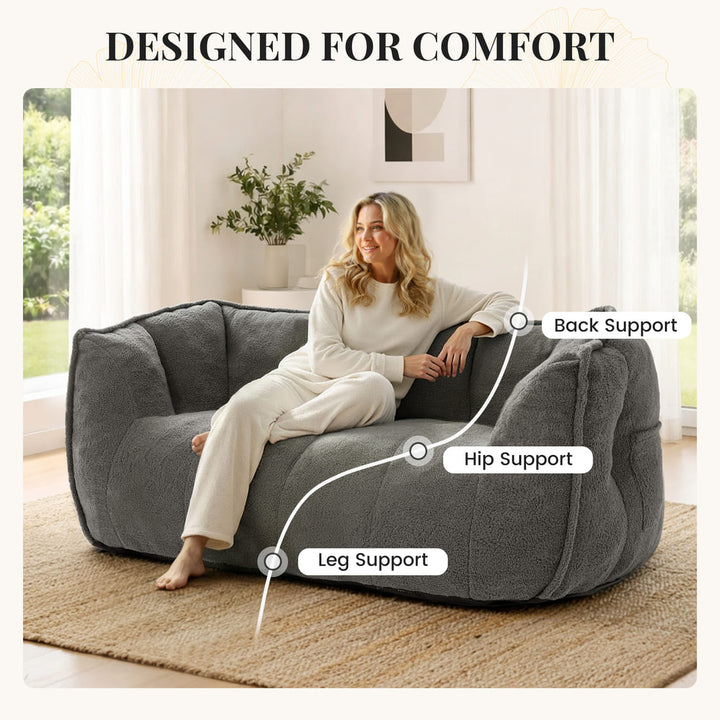 Pamapic 2-Seat Big Teddy Fabric Bean Bag Couch for Dorm Room & Bedroom