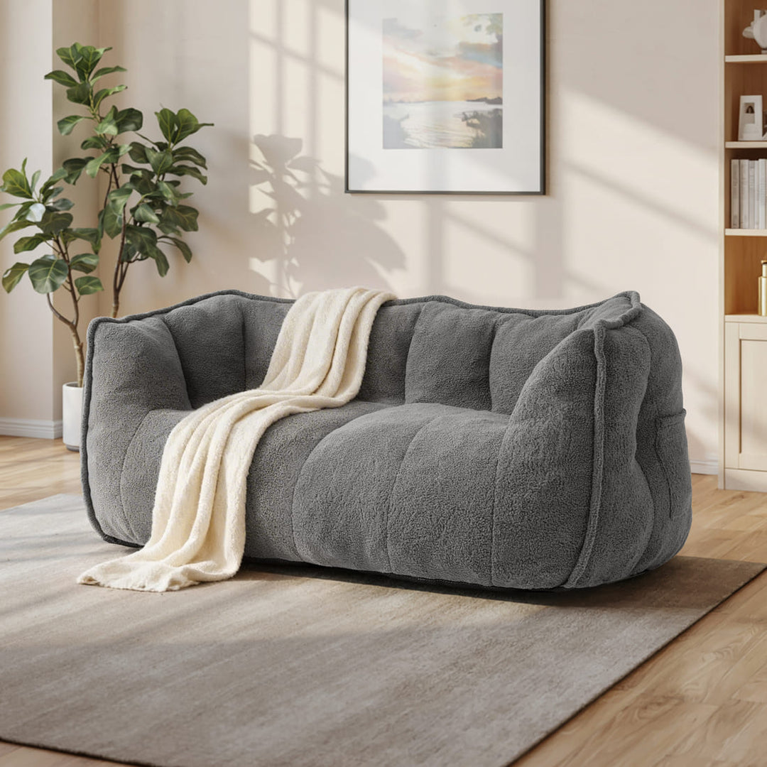 Pamapic 2-Seat Big Teddy Fabric Bean Bag Couch for Dorm Room & Bedroom