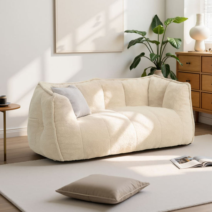 Pamapic 2-Seat Big Teddy Fabric Bean Bag Couch for Dorm Room & Bedroom