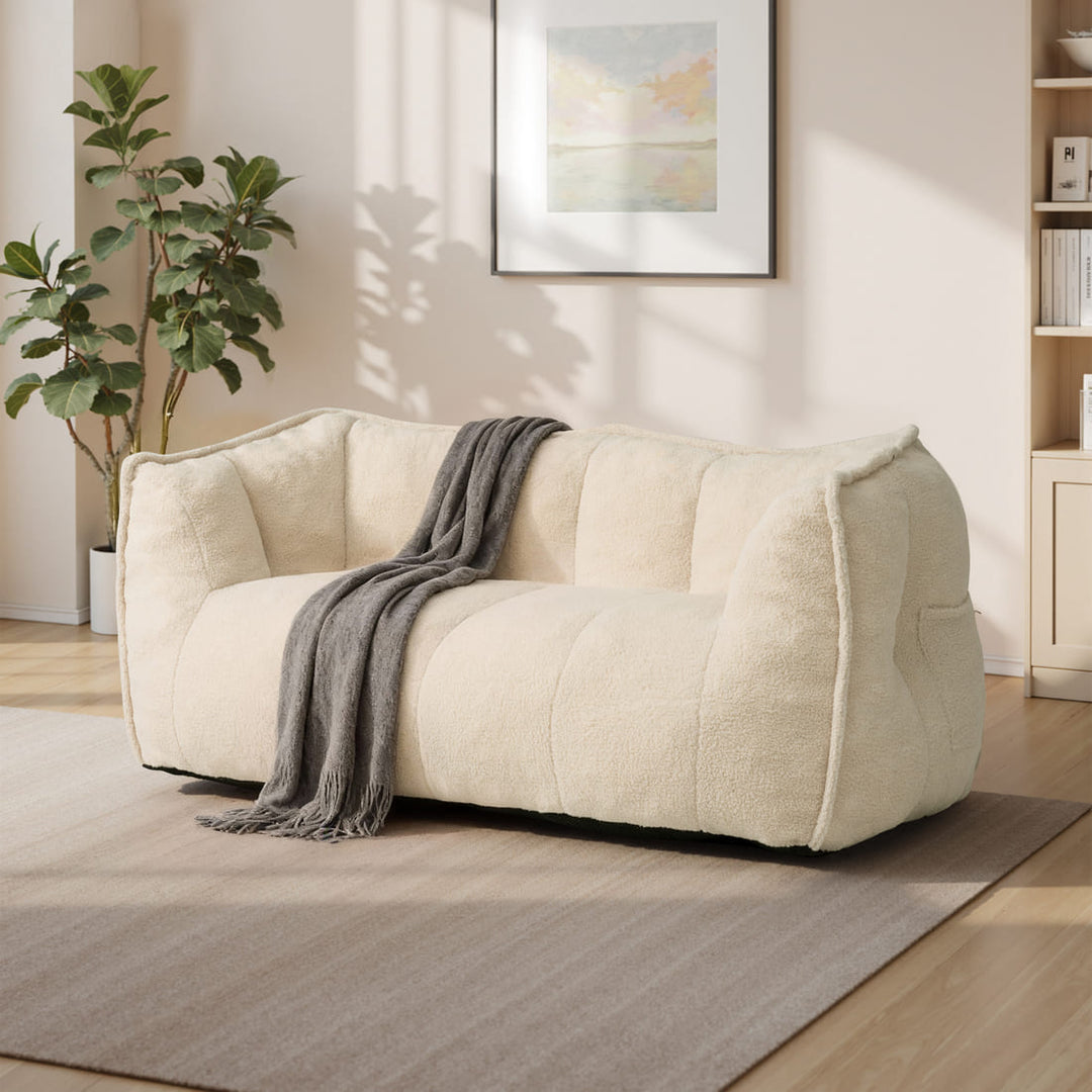 Pamapic 2-Seat Big Teddy Fabric Bean Bag Couch for Dorm Room & Bedroom