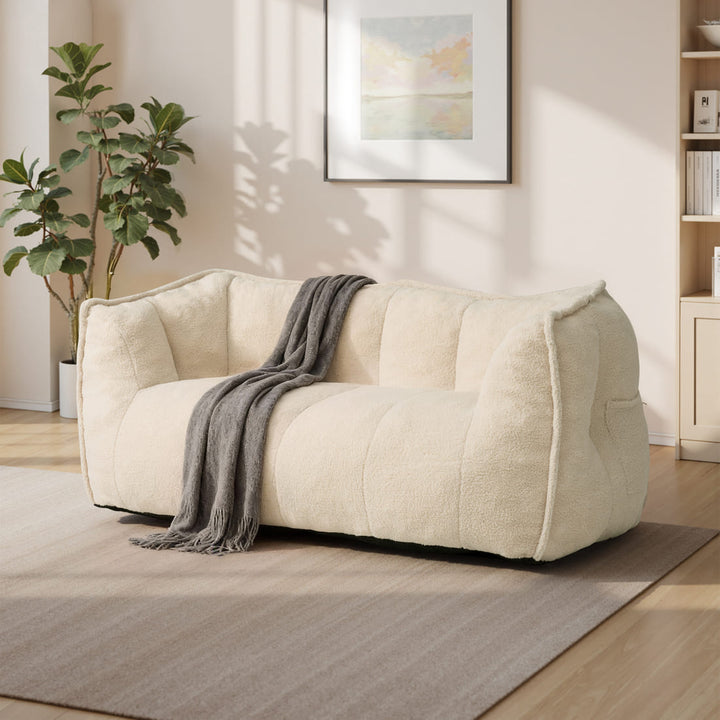 Pamapic 2-Seat Big Teddy Fabric Bean Bag Couch for Dorm Room & Bedroom