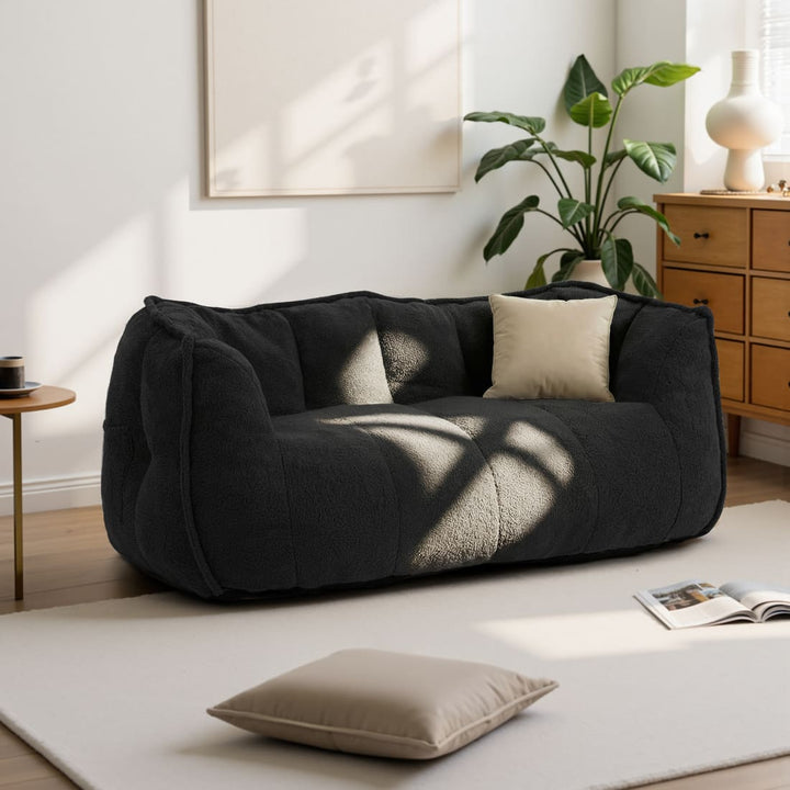 Pamapic 2-Seat Big Teddy Fabric Bean Bag Couch for Dorm Room & Bedroom