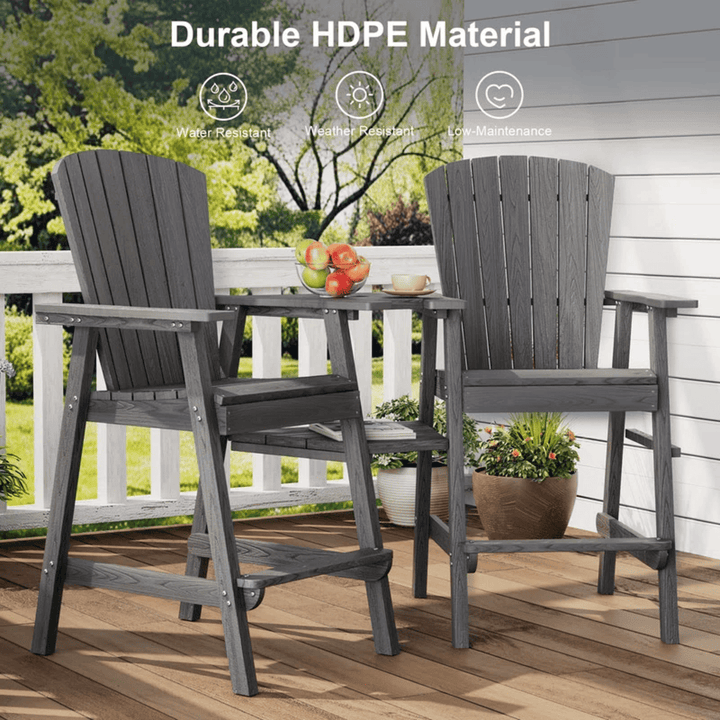Pamapic HDPE Tall Adirondack Chair Set with Double Removable Trays