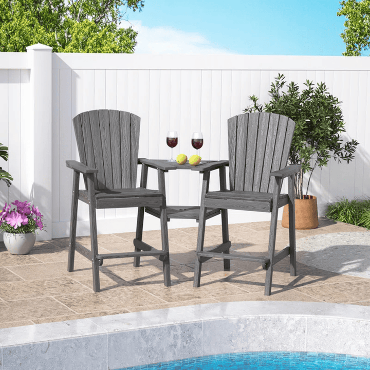 Pamapic HDPE Tall Adirondack Chair Set with Double Removable Trays