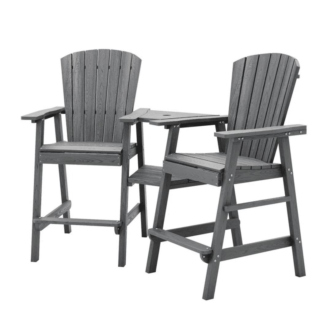Pamapic HDPE Tall Adirondack Chair Set with Double Removable Trays