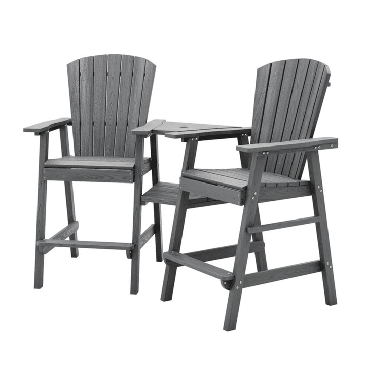 Pamapic HDPE Tall Adirondack Chair Set with Double Removable Trays