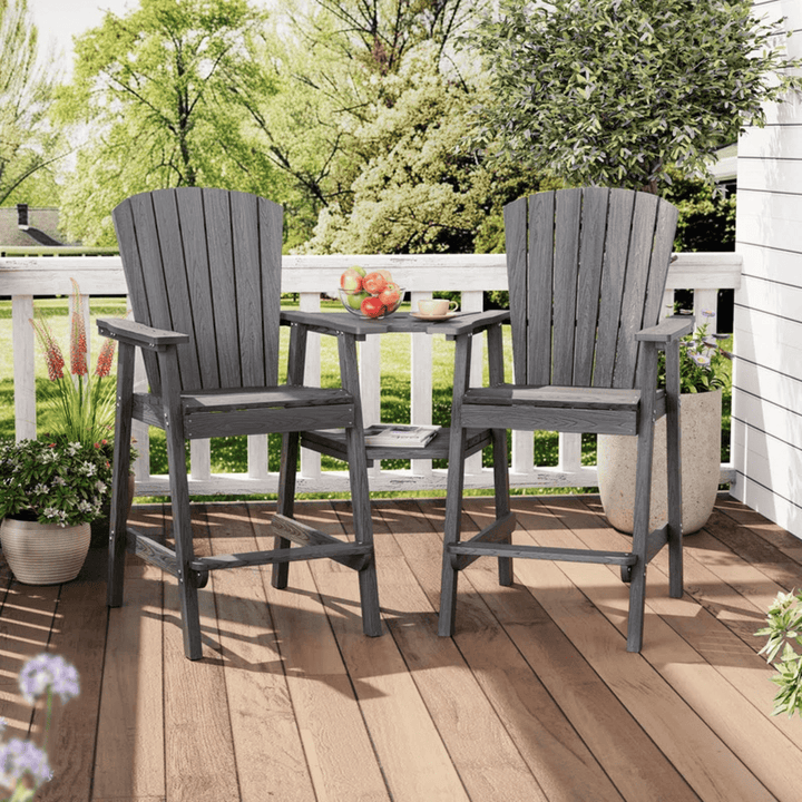 Pamapic HDPE Tall Adirondack Chair Set with Double Removable Trays
