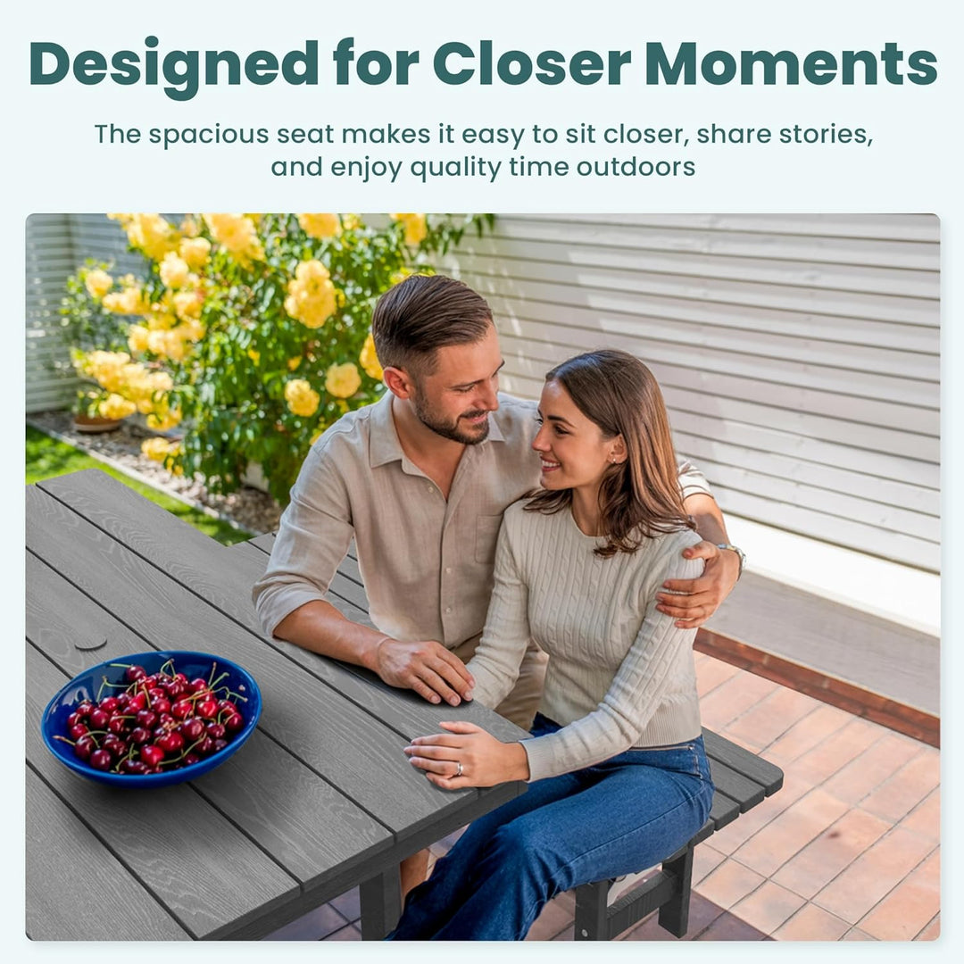 Pamapic HDPE Outdoor Dining Table and Chairs with Umbrella Hole