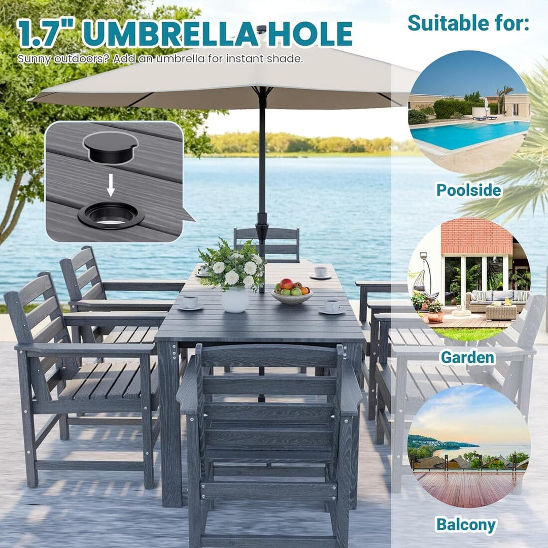 folding patio set umbrella HDPE Outdoor Dining Sets