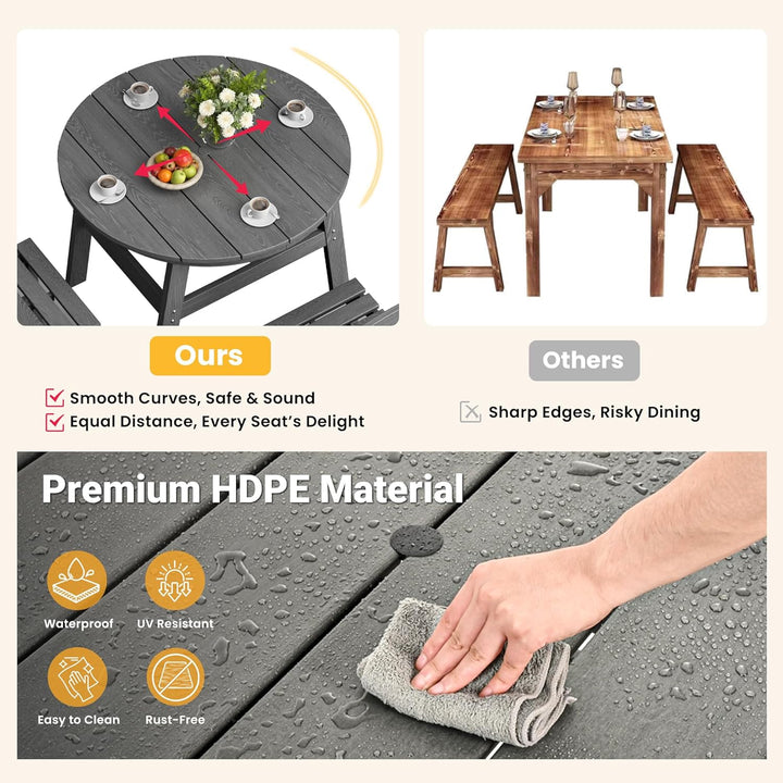 Pamapic HDPE Outdoor Dining Set (5 Pieces)