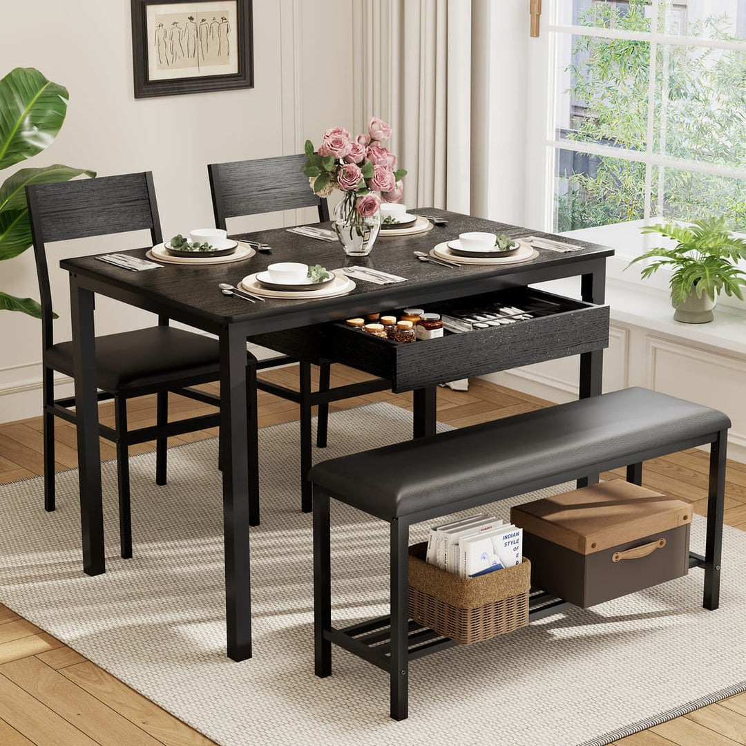 Indoor Dining Set with Bench, 4-Piece