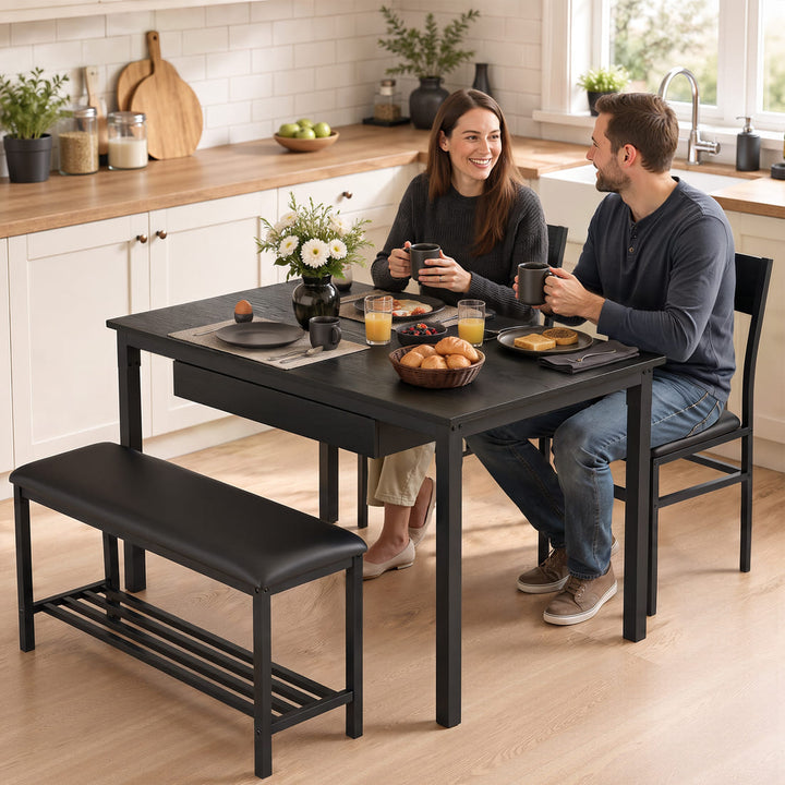 Indoor Dining Set with Bench, 4-Piece