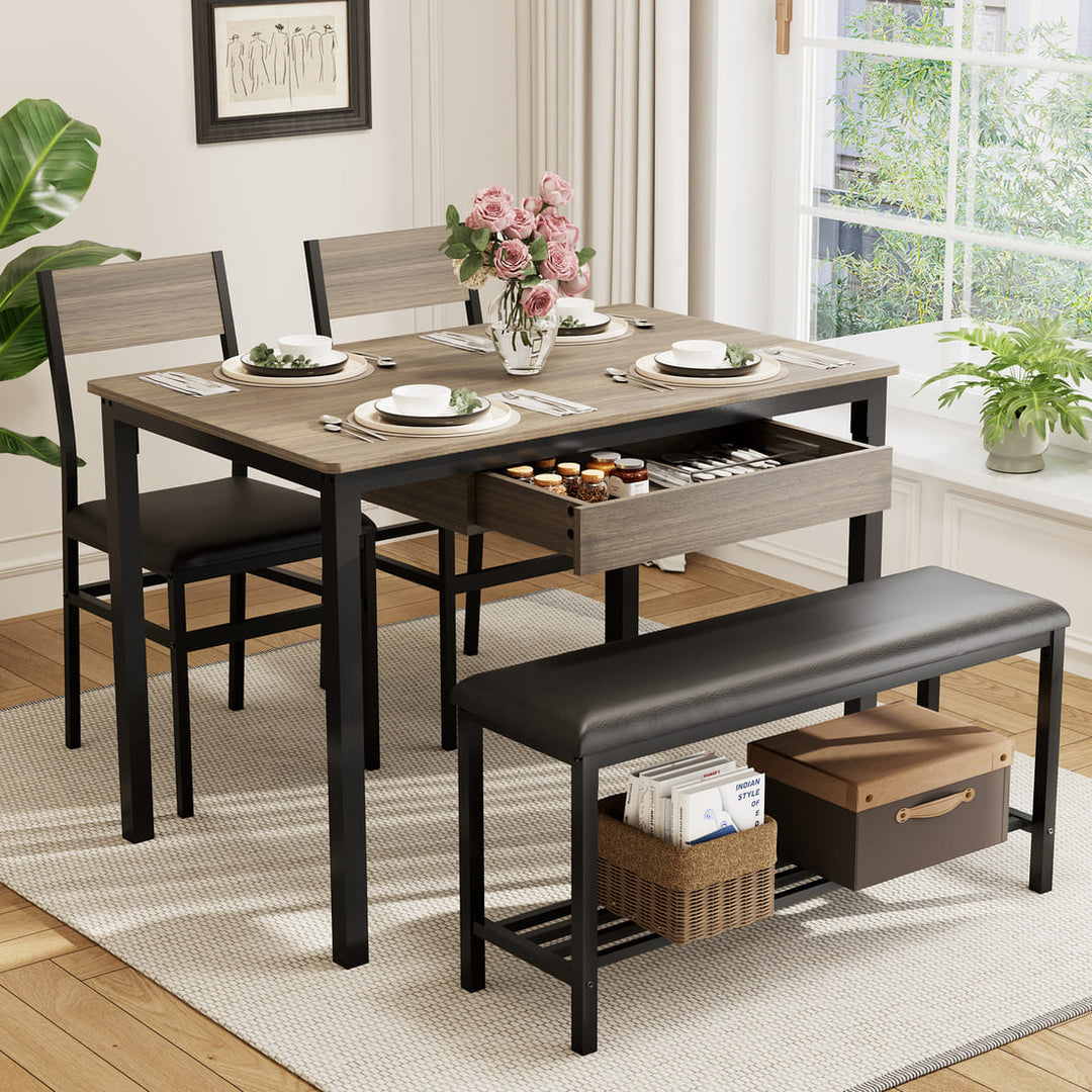 Indoor Dining Set with Bench, 4-Piece