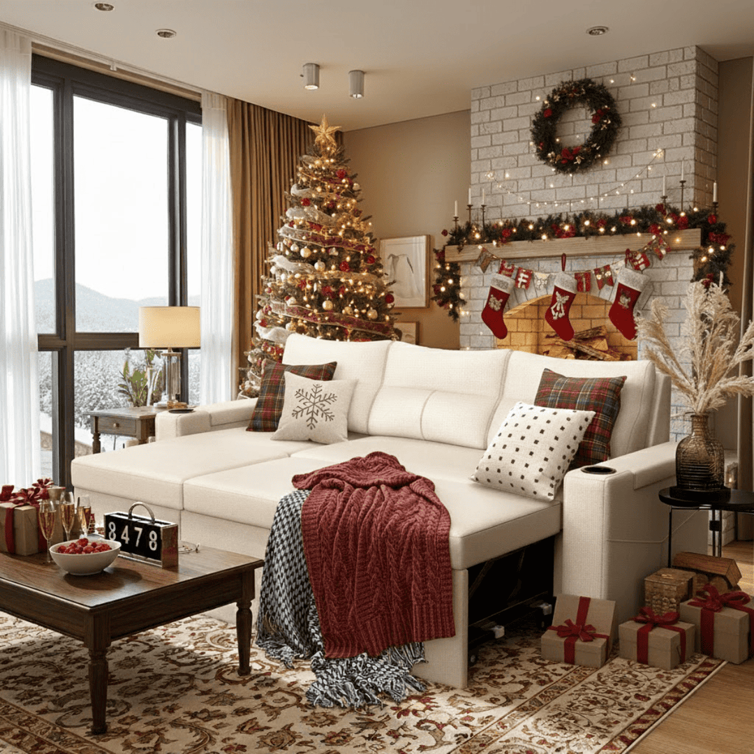 Pamapic L-Shaped Pull Out Sectional Sleeper Sofa with Storage & Supportive Cushions