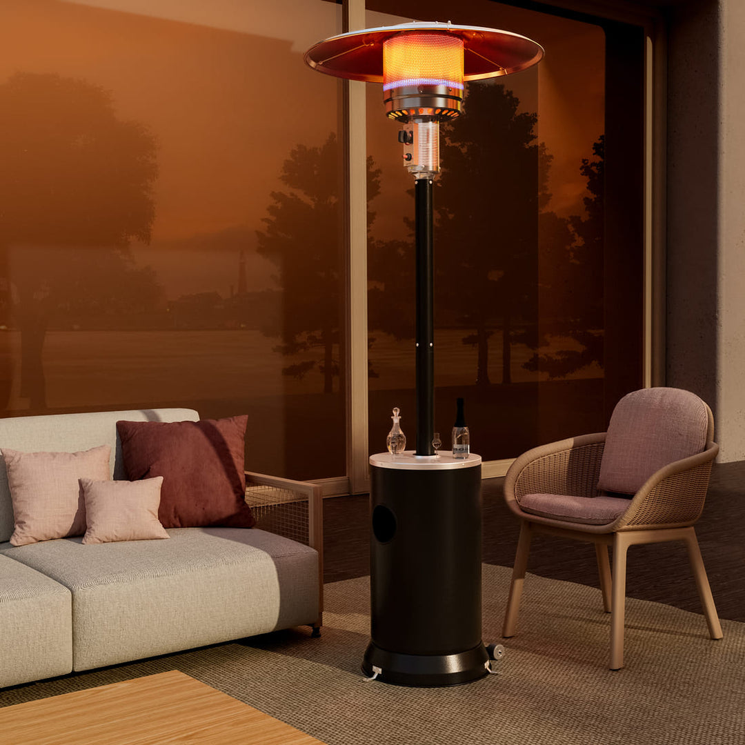 Pamapic 48,000 BTU Patio Heater Propane with Table Design & Wheels, Commercial & Residential