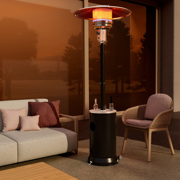 Pamapic 48,000 BTU Patio Heater Propane with Table Design & Wheels, Commercial & Residential