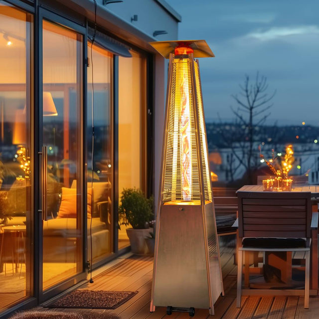 Propane Pyramid Patio Heater 48,000 BTU, with Glass Flame Tube