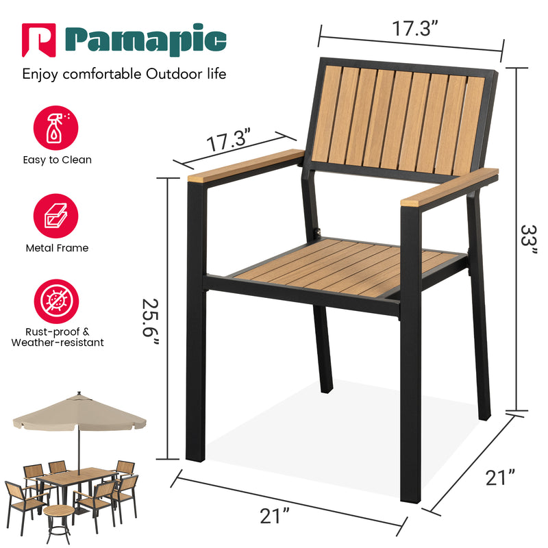 Pamapic 8-Piece Patio Dining Set，Outdoor Aluminum Furniture Set with Plastic-Wood Table Top